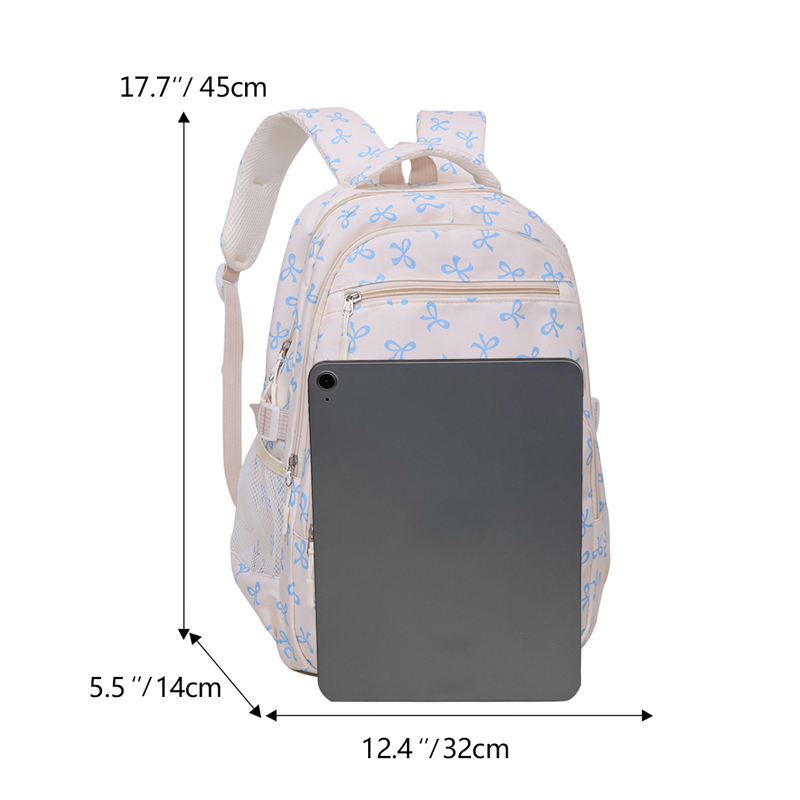 3Pcs Cute Bow Print Backpack w - Sling Backpack Shoulder ulasan dan harga