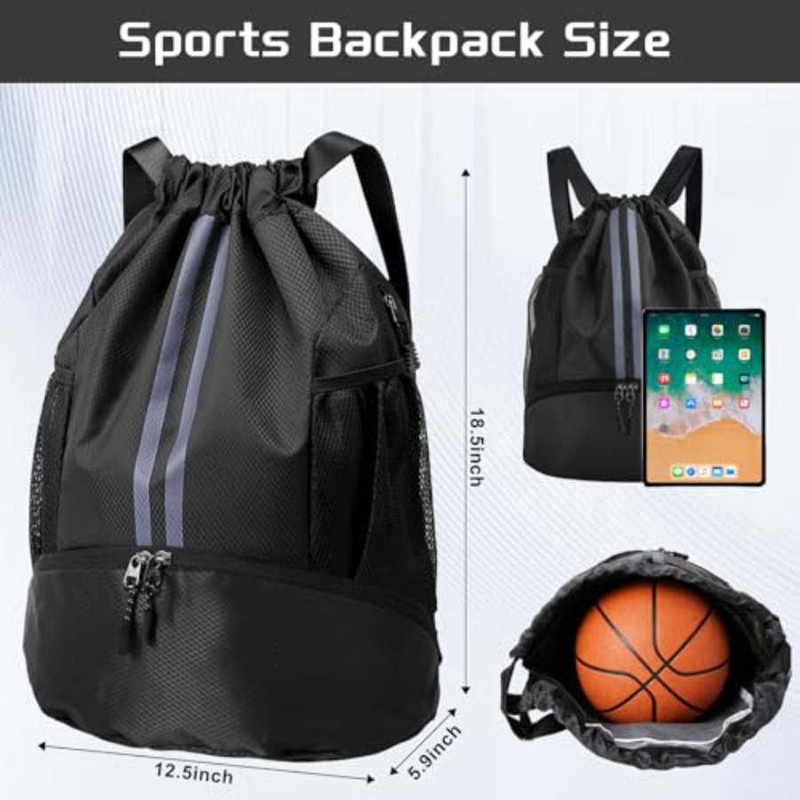 Sports Drawstring Backpack wit - Drawstring Gym Bag ulasan dan harga